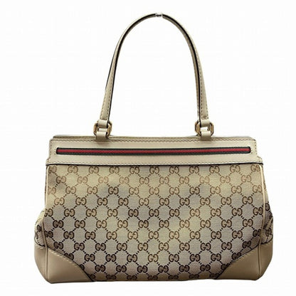 Gucci Beige Gg Canvas Leather Shoulder Bag Tote Bag