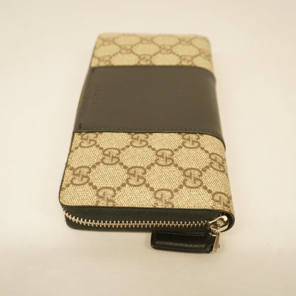 Gucci Long Wallet 451249 GG Supreme Beige/Black Silver metal