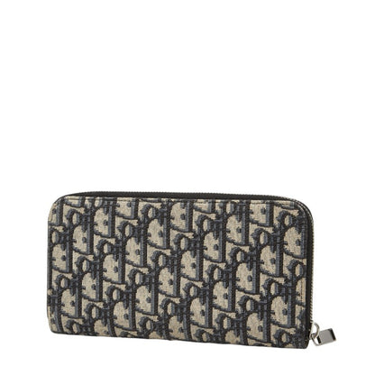 Christian Dior Navy Canvas Leather Long Wallet (Bi-Fold) ()