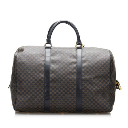 Celine Macadam Boston Bag Brown Black PVC Leather Ladies