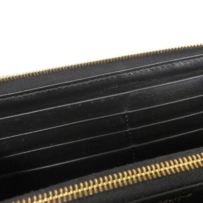 Celine Leather C Charm Round Long Wallet Black Ladies