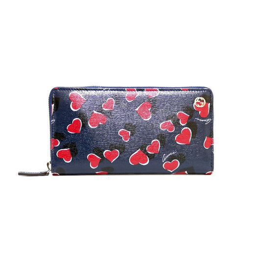 Gucci long wallet heart heartbeat navy pink ladies