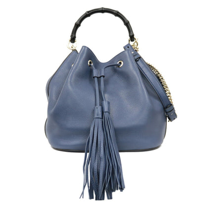 Gucci Handbag Shoulder Bag Chain Bamboo Navy Ladies