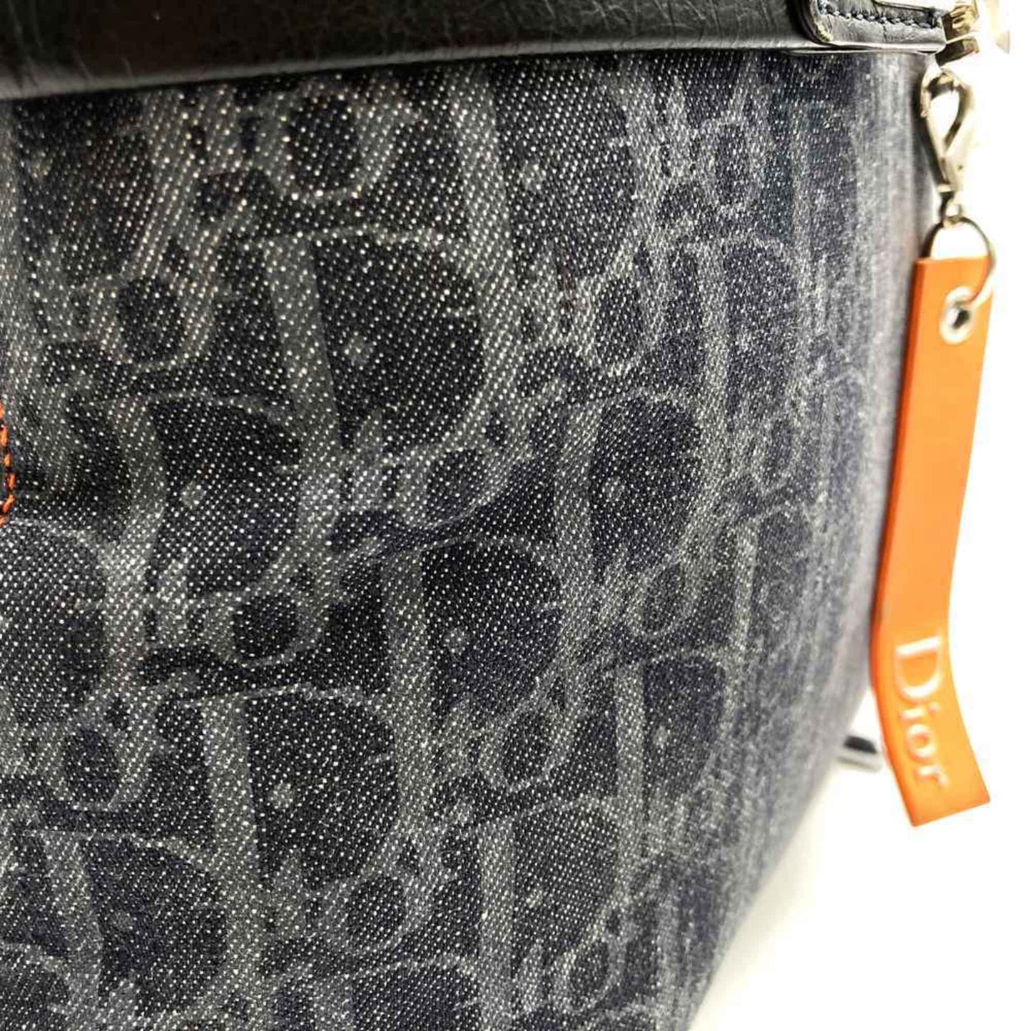 Christian Dior Navy Denim Leather Tote Bag ()