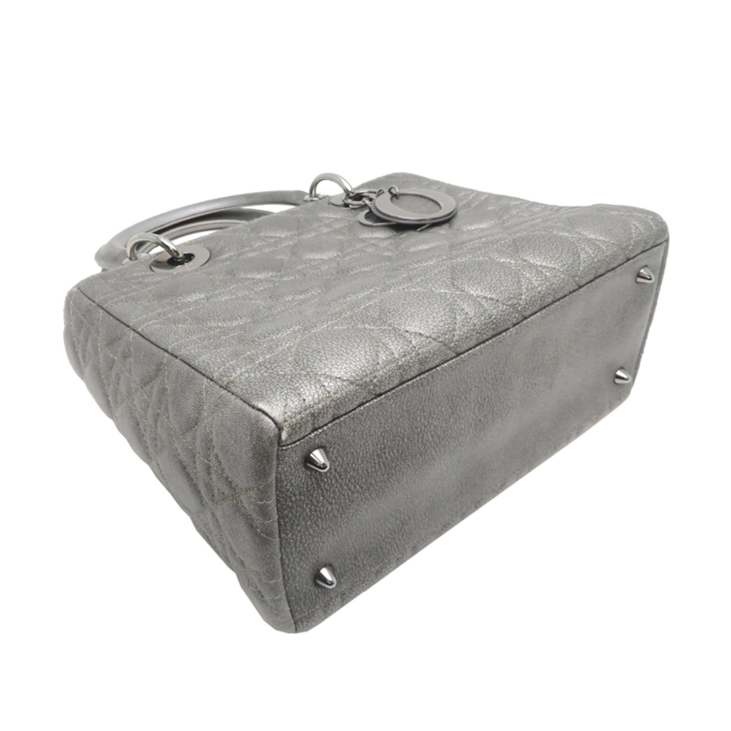 Christian Dior Lady Dior Gray Leather Handbag ()