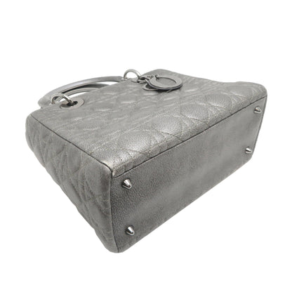 Christian Dior Lady Dior Gray Leather Handbag ()