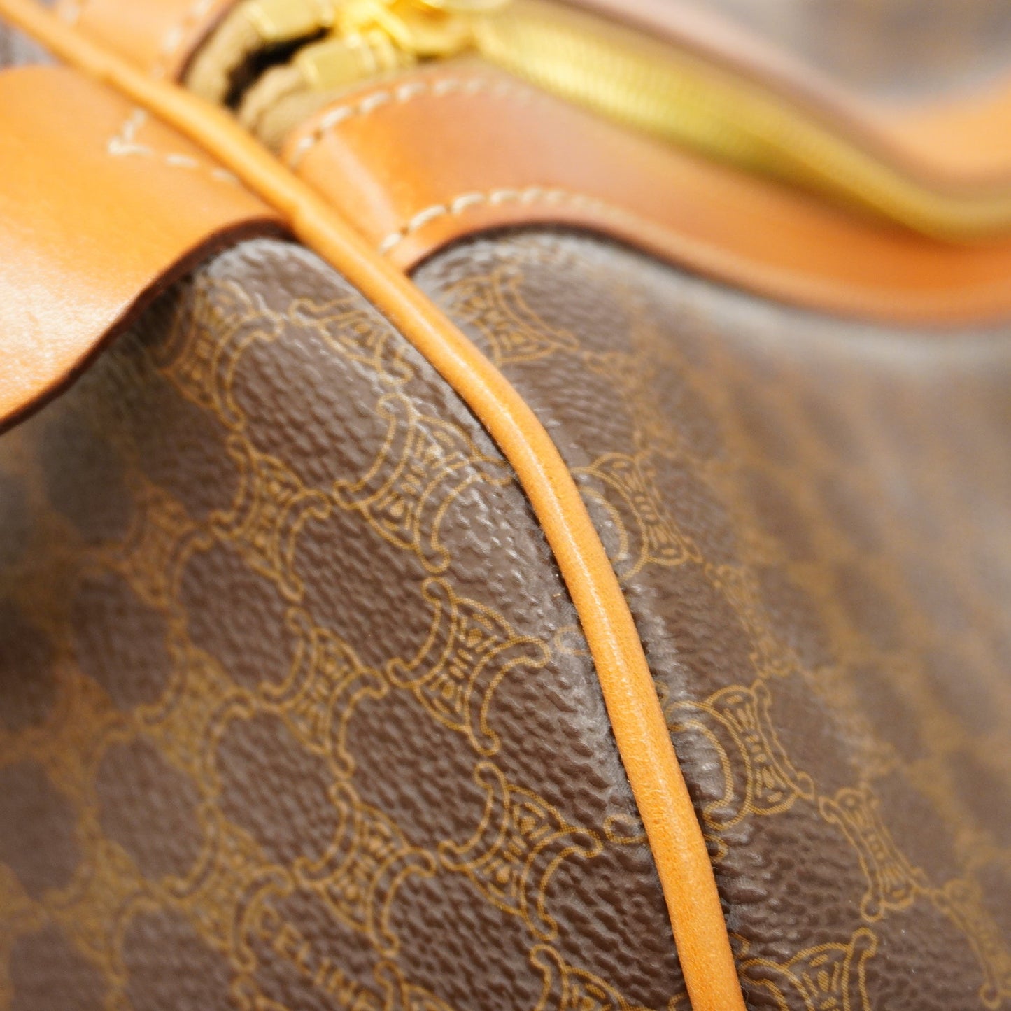 Celine  Macadam Boston Bag Men,Women,Unisex PVC,Leather Brown