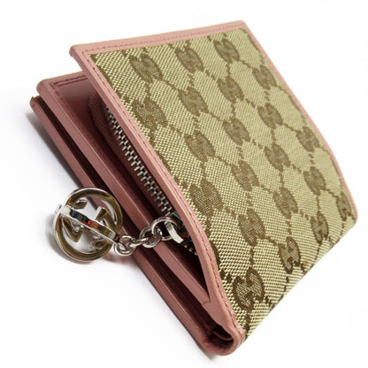 Gucci Beige Pink Pink Beige Gg Canvas Wallet (Bi-Fold)