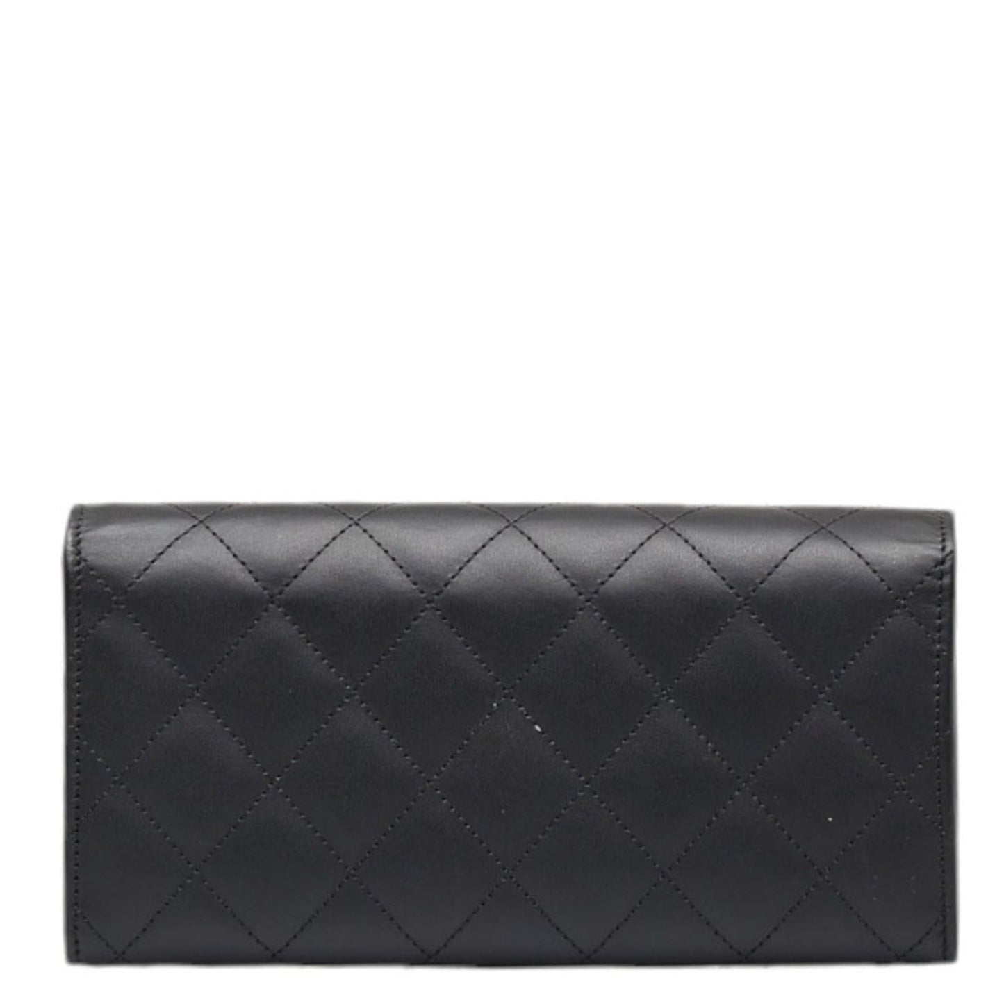 CHANEL Cambon Line Coco Mark Long Wallet Black Pink Lambskin Ladies