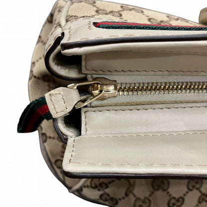 Gucci Beige Gg Canvas Leather Shoulder Bag Tote Bag