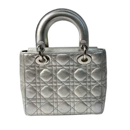 Christian Dior Silver Leather Handbag Shoulder Bag ()