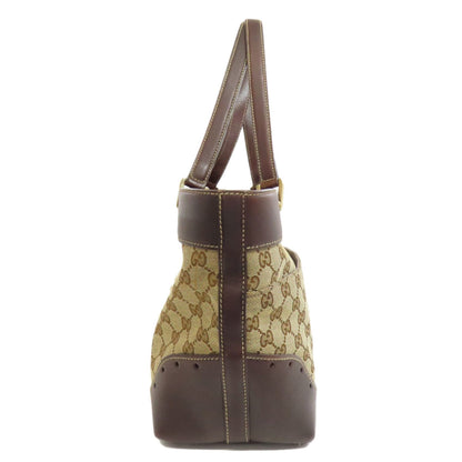 Gucci Brown Canvas Leather Tote Bag