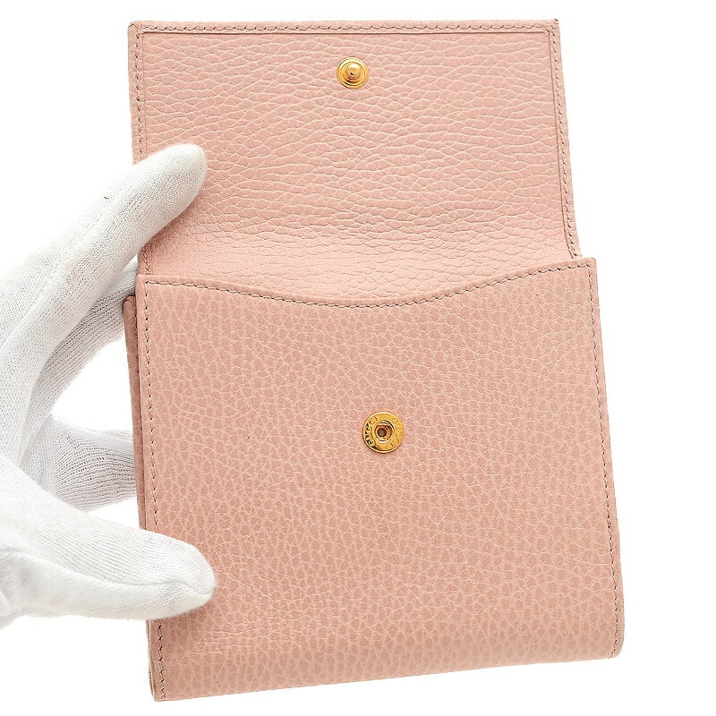 GUCCI GG Marmont Compact Wallet Leather Pink 456122