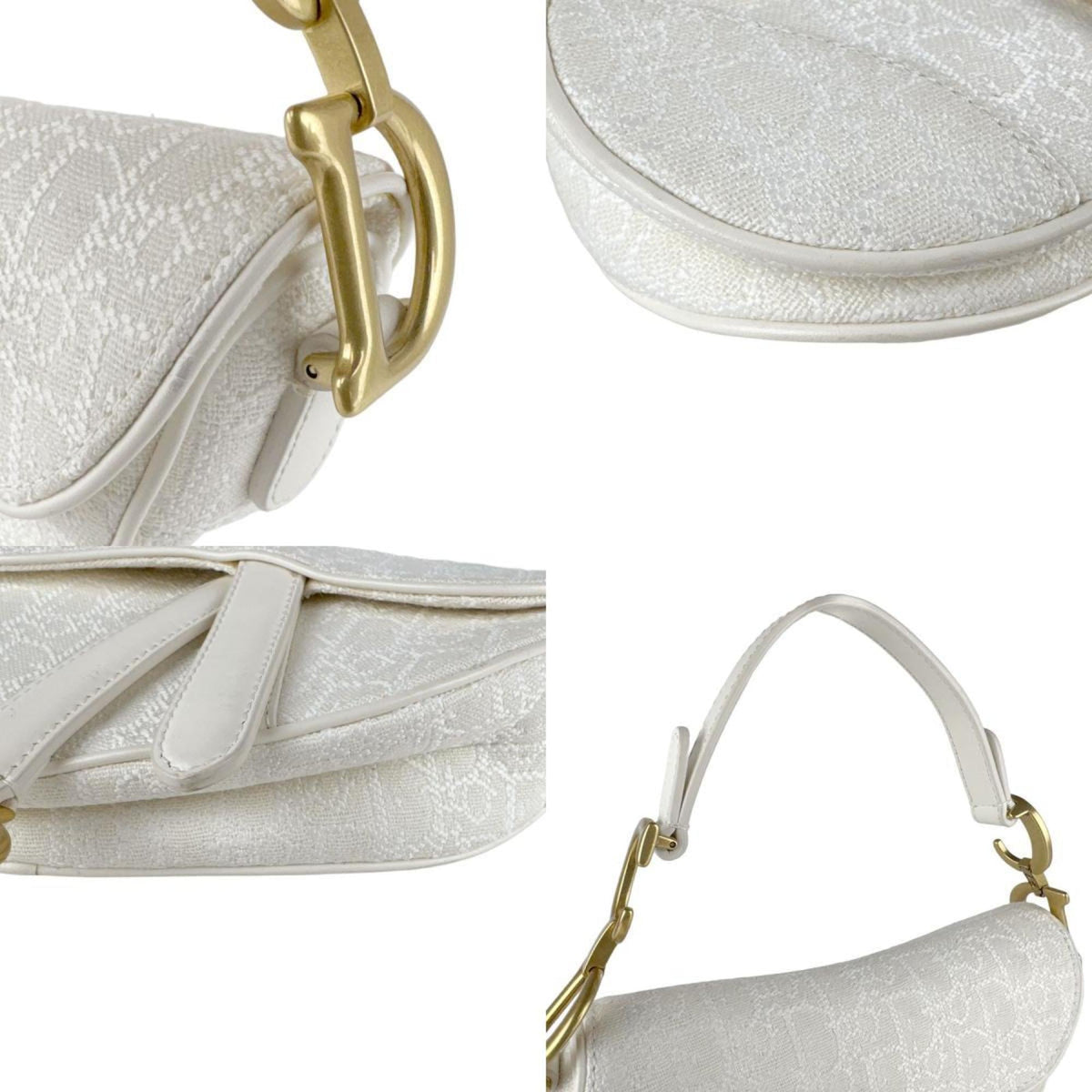 Christian Dior White Canvas Leather Handbag ()