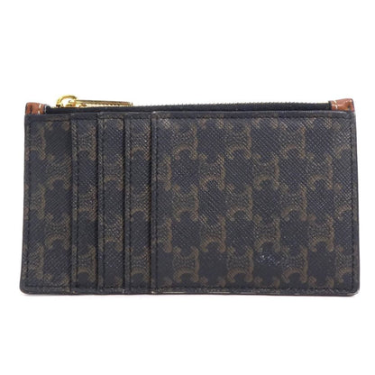 Celine coin case triomphe leather brown series gold unisex