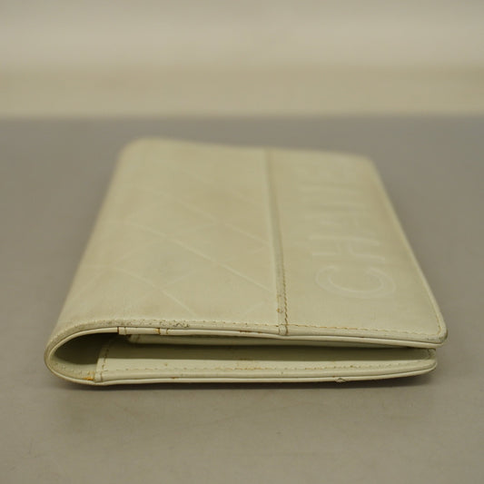 ChanelAuth  Matelasse Long Wallet Silver Metal Fittings Women's Lambskin Wallet