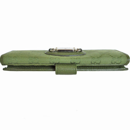 Gucci Green Khaki Canvas Long Wallet (Bi-Fold)