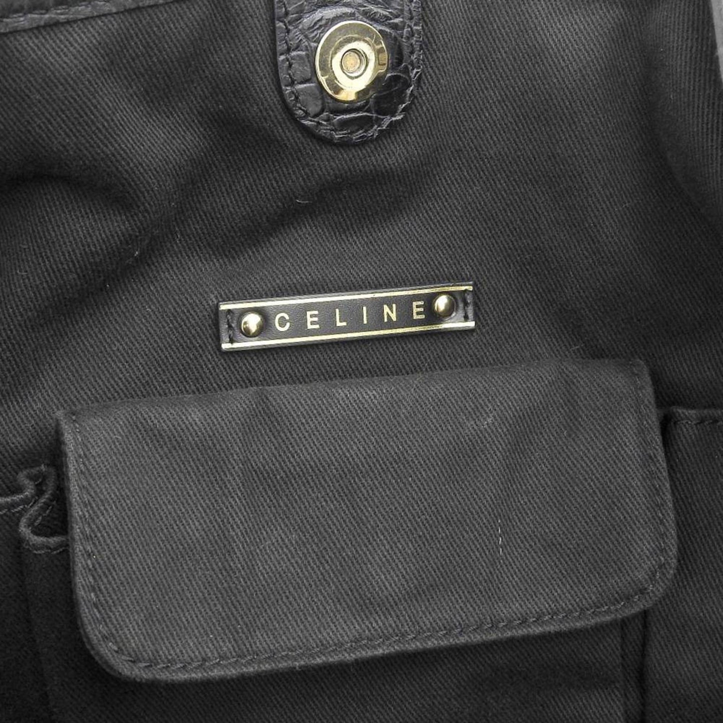 Celine tote bag carriage pattern large canvas black beige WC ST 0077