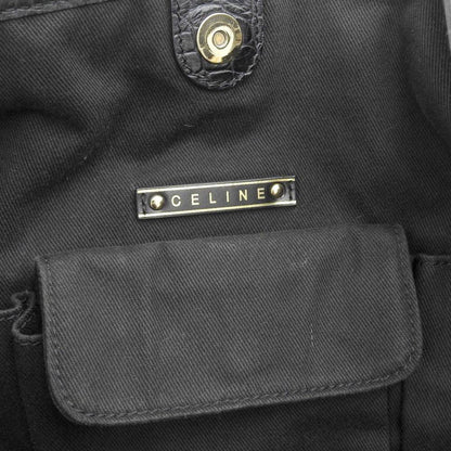 Celine tote bag carriage pattern large canvas black beige WC ST 0077