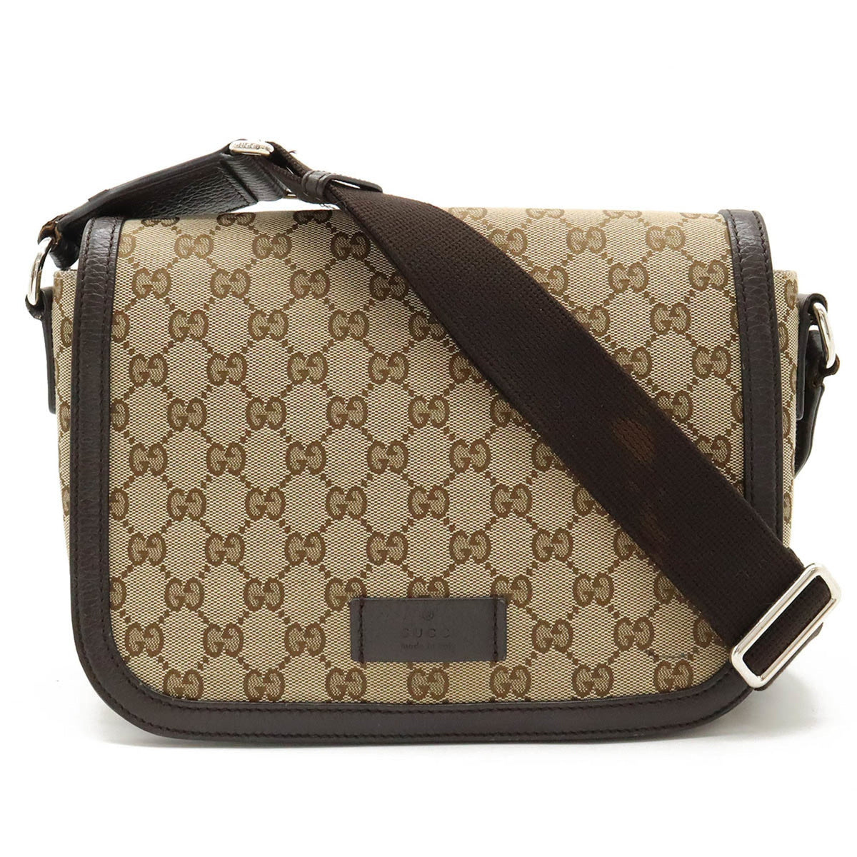 Gucci Dark Brown Canvas Leather Shoulder Bag ()