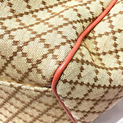 Gucci Beige Salmon Pink Canvas Leather Handbag Tote Bag