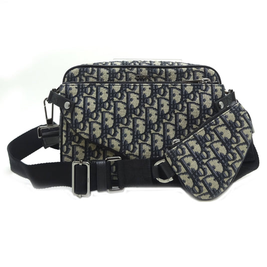 Christian Dior Navy Jacquard Pouch Shoulder Bag ()