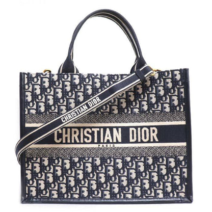 Christian Dior Navy Cotton Leather Tote Bag ()