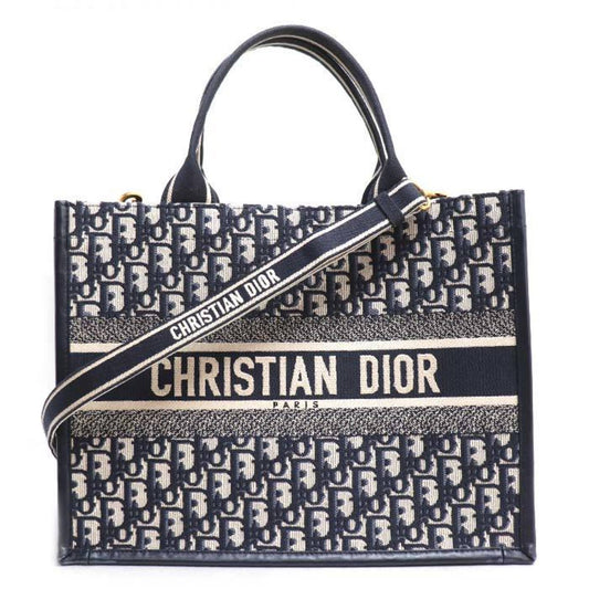 Christian Dior Navy Cotton Leather Tote Bag ()