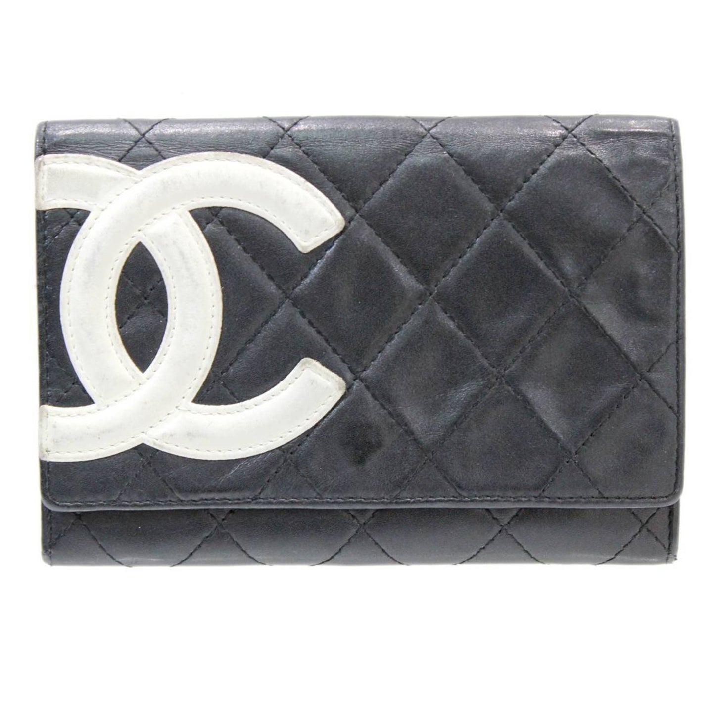 CHANEL Bi-Fold Wallet Cambon Black / White Pink 9929097