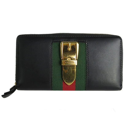 Gucci Black Gold Metal Leather Coin Purse/Coin Case ()