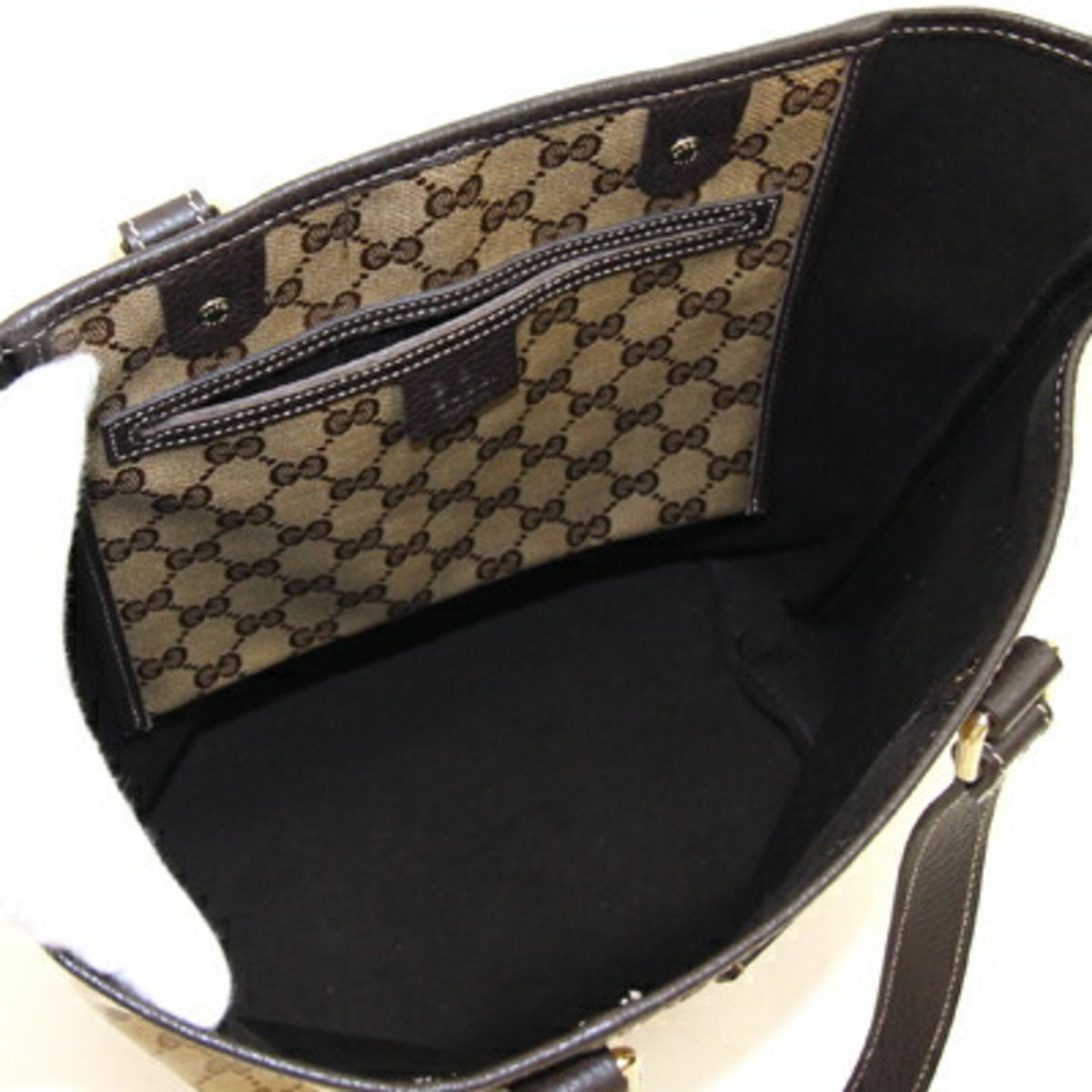 GUCCI tote bag GG crystal 265693 dark brown beige PVC leather ladies