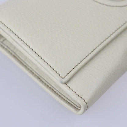 Gucci Interlocking G Bifold Wallet 282414 Leather Ivory Gold Hardware Long