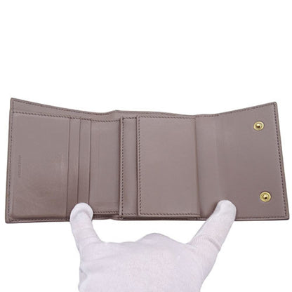 Celine Wallet Women's Bifold Leather Small Trifold Greige