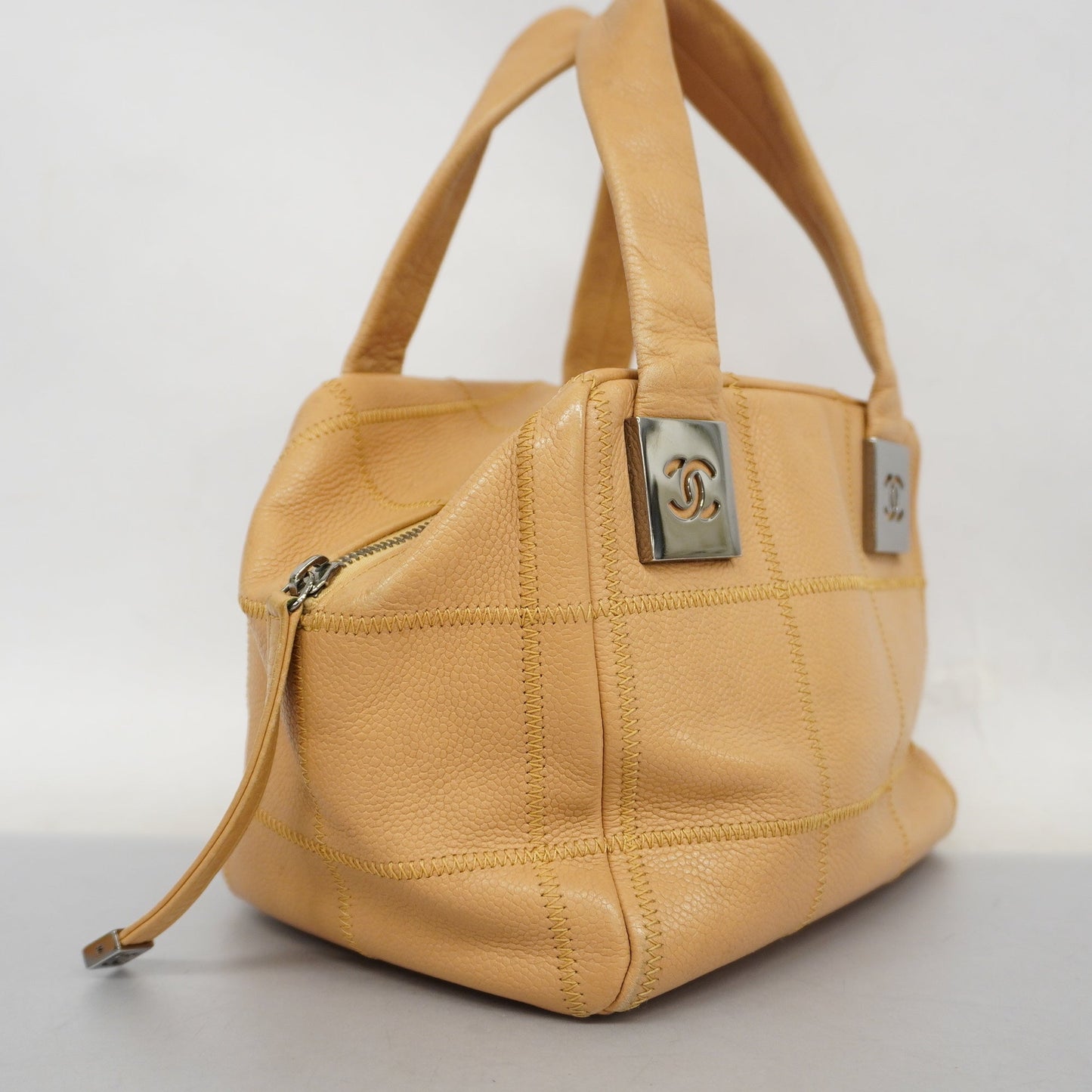 ChanelAuth  Chocolate Bar Women's Caviar Leather HandBag Beige