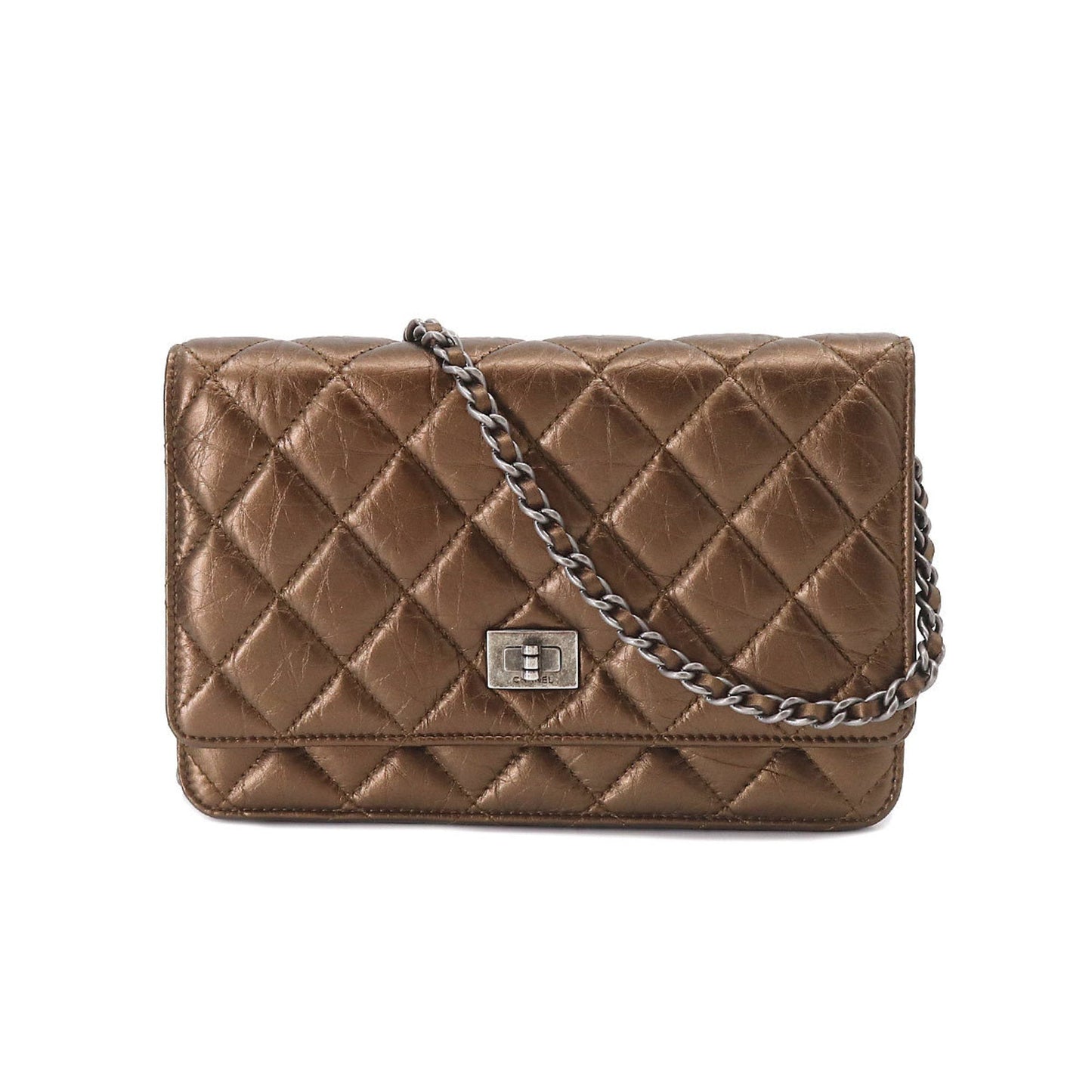 Chanel 2.55 Chain Wallet Long Leather Bronze Vintage Silver Hardware