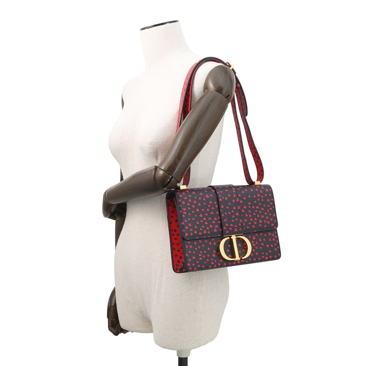 Christian Dior Navy Red Color Leather Shoulder Bag ()