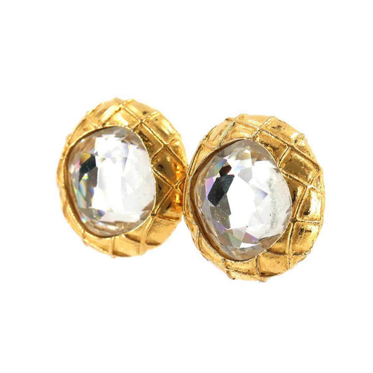 Chanel bijoux round type earrings gold accessories vintage