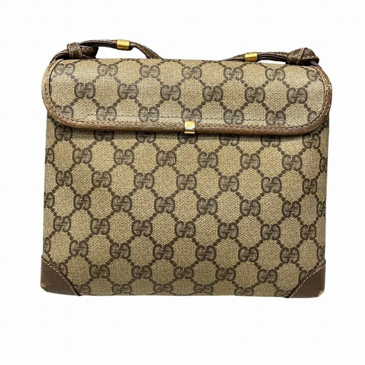 Gucci Beige Brown Pvc Leather Shoulder Bag