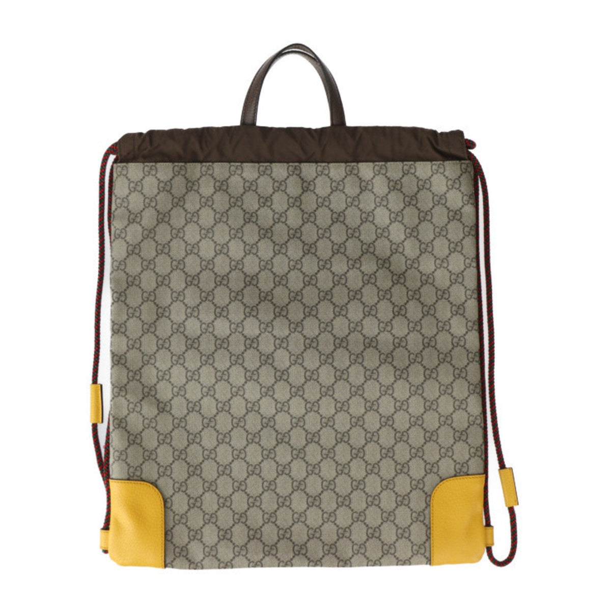 Gucci Beige Brown Yellow Pvc Leather Backpack Handbag Shoulder Bag