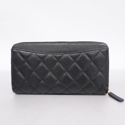 CHANEL  Matelasse Long Wallet Gold Hardware Caviar Leather Black