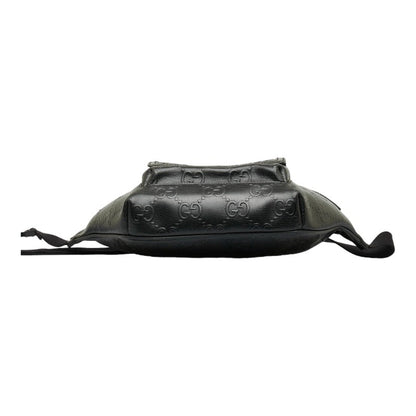 GUCCI GG embossed waist bag body shoulder 645093 black leather men's