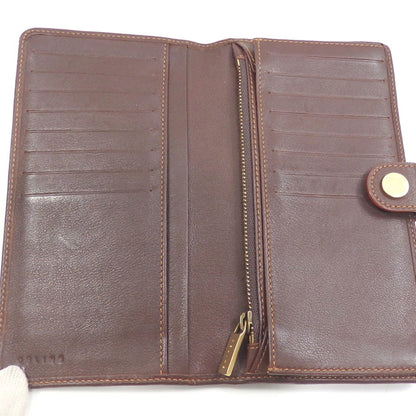 Celine Bifold Long Wallet Women's Blue Brown Leather Macadam