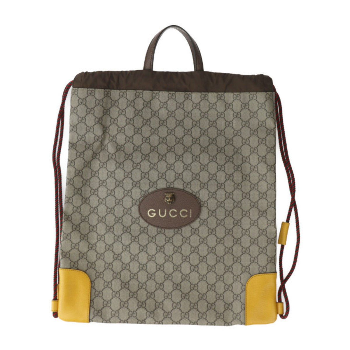 Gucci Beige Brown Yellow Pvc Leather Backpack Handbag Shoulder Bag ()