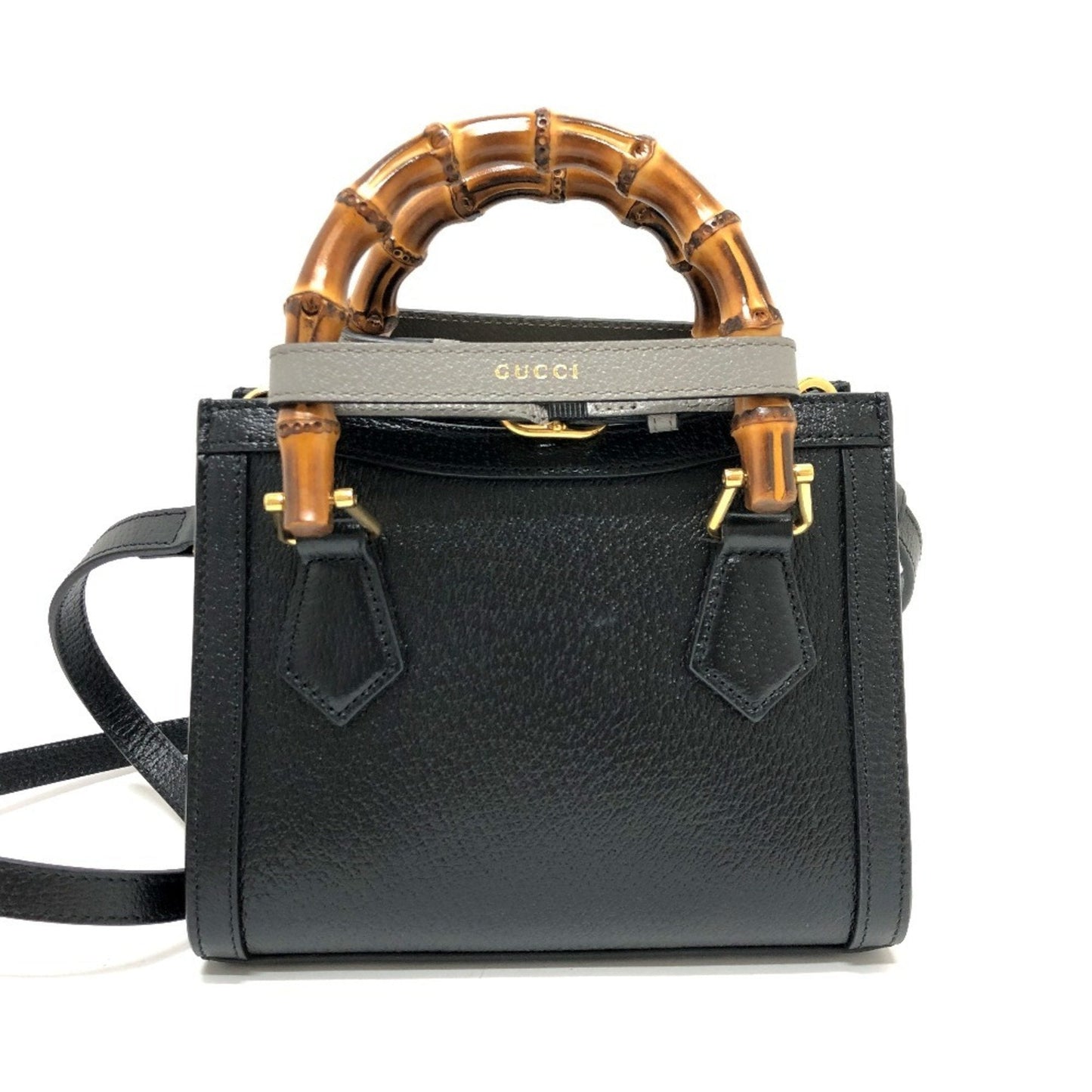 Gucci Black Bamboo Leather Handbag Shoulder Bag
