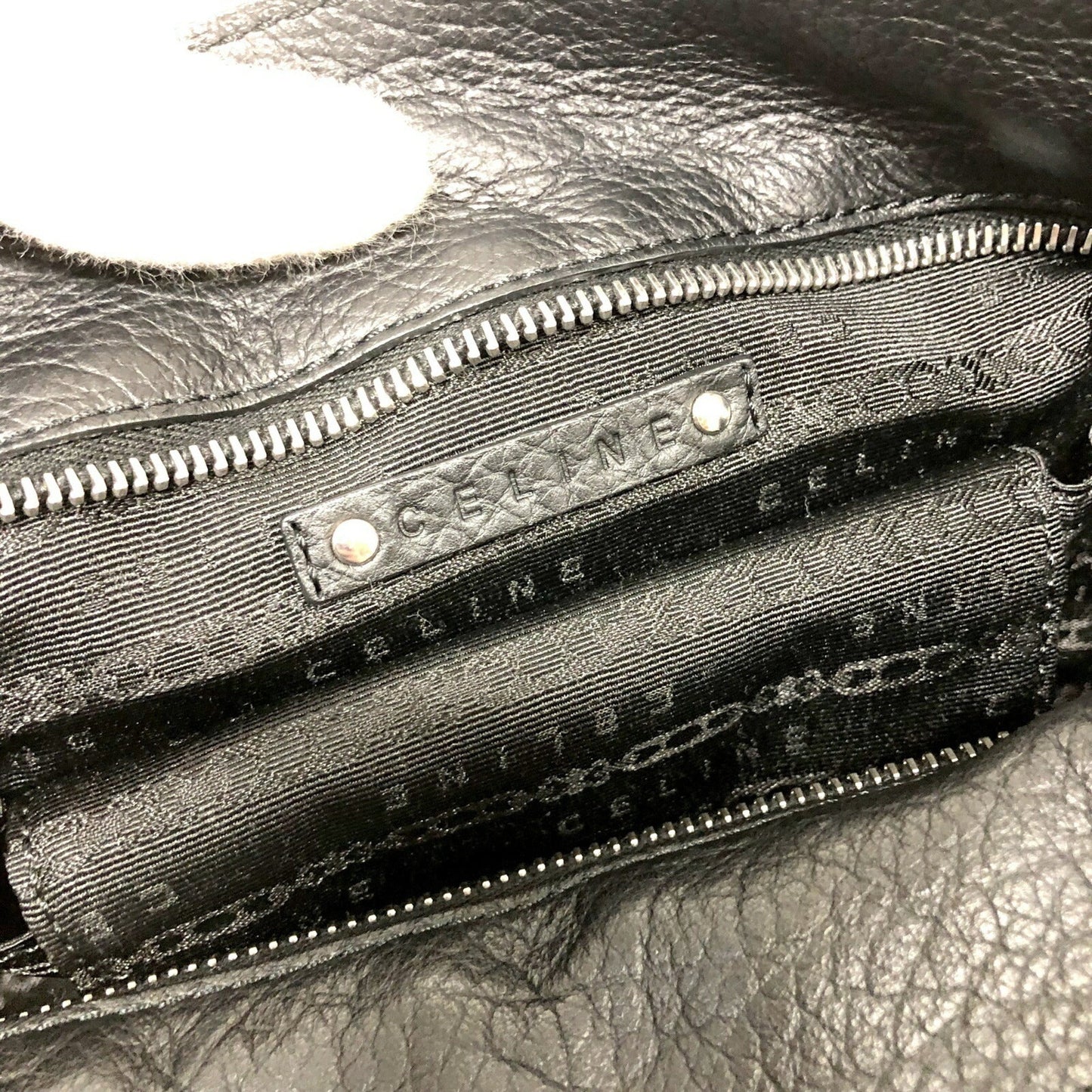 Celine Shoulder Bag Bitter Sweet Leather Black Silver Metal Fittings Women's
