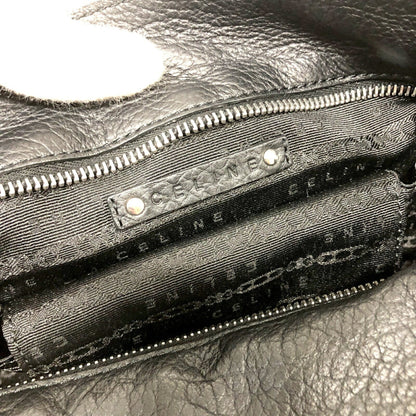 Celine Shoulder Bag Bitter Sweet Leather Black Silver Metal Fittings Women's