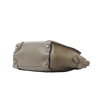 Celine Luggage Micro Handbag Gray Beige Women's Leather