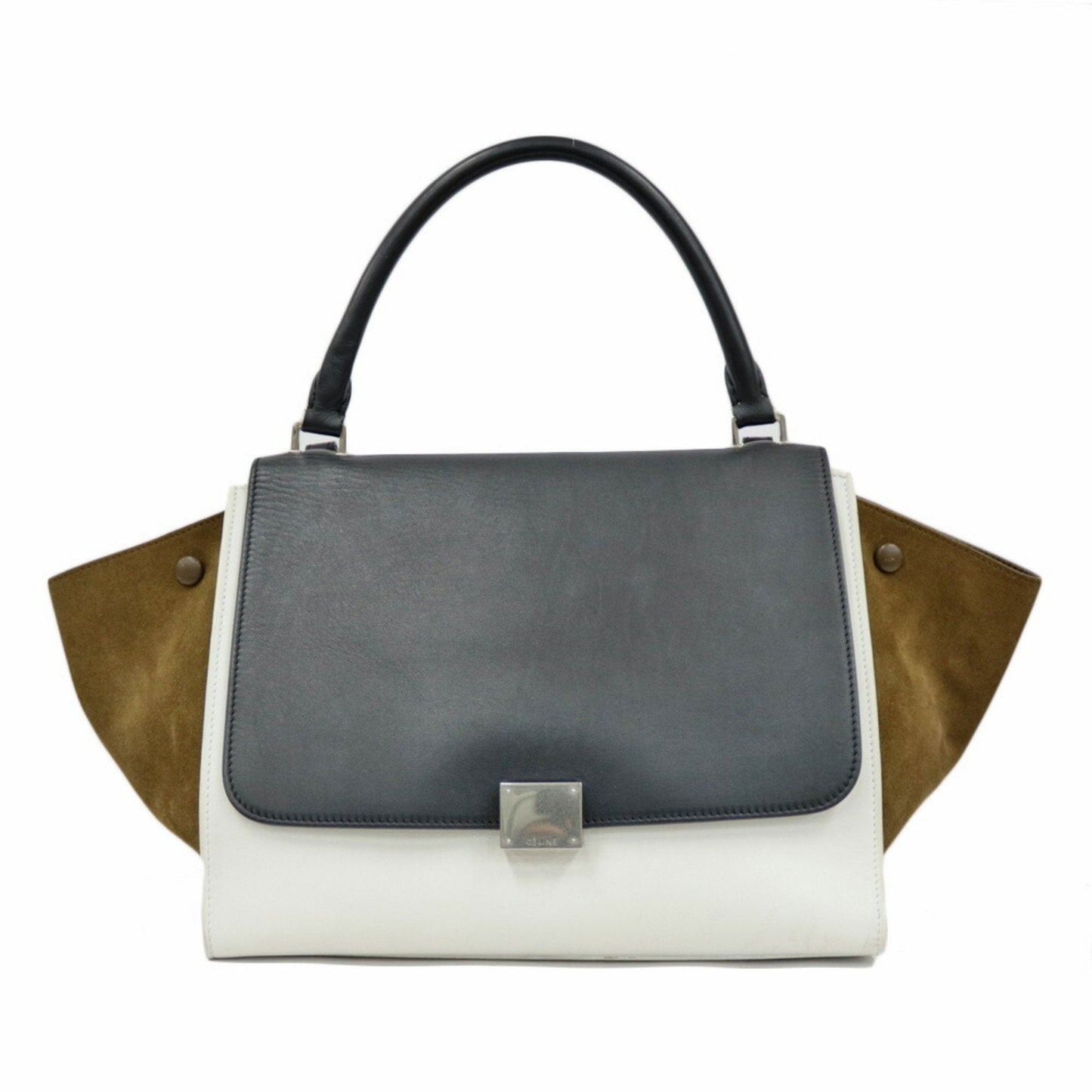 Celine Handbag Shoulder Bag Trapeze White Ladies