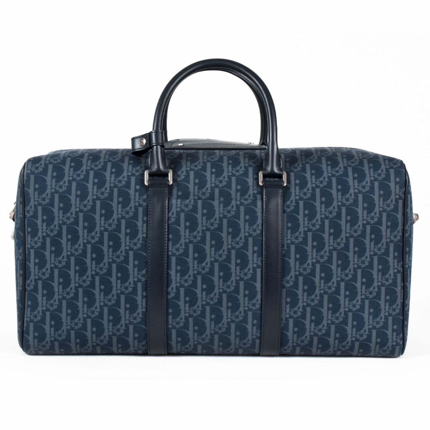 Christian Dior Navy Leather Cotton Denim Boston Bag ()