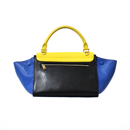 Celine Shoulder Bag Trapeze Handbag 2way White x Black Ladies
